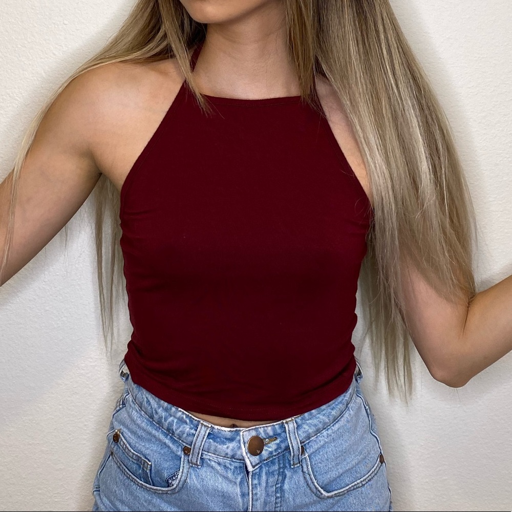 Burgundy halter top